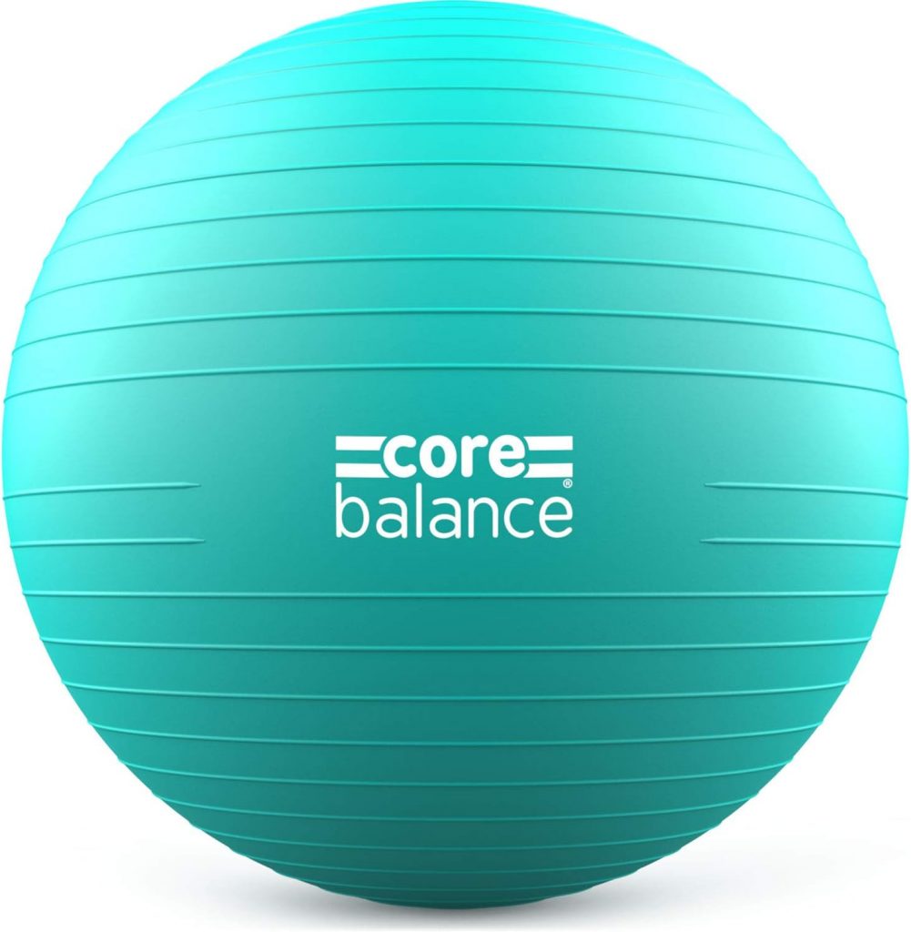 Core Balance Anti-Burst and Slip Resistant Exercise Ball - Yoga Ball for Workout Pregnancy Stability - 22-33 with Hand Pump