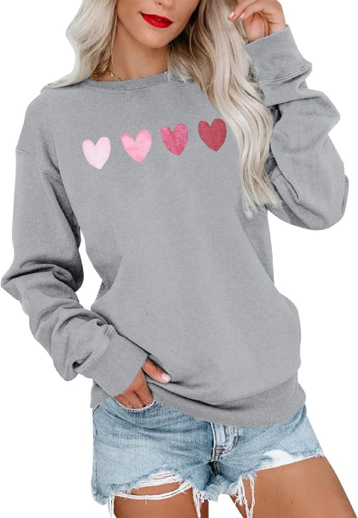 KNEYATTA Valentines Shirts for Women Valentine Heart Sweatshirt Valentines Day Shirt Vintage Pullover Tops