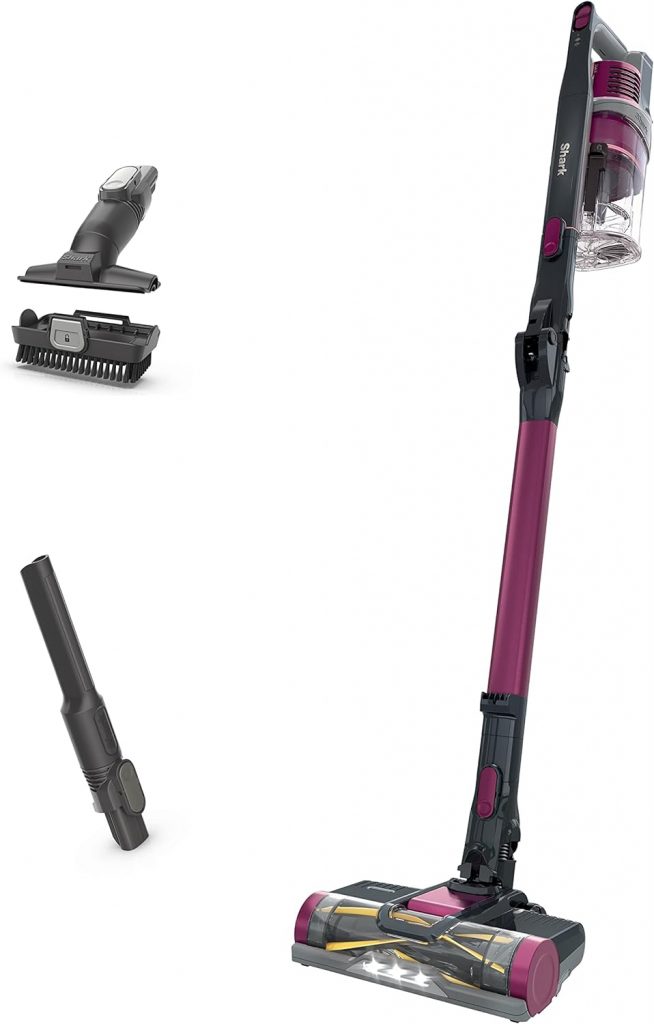 Shark IZ163H Pet Plus Cordless Stick Vacuum with Self-Cleaning Brushroll, PowerFins, MultiFLEX, Crevice Tool Pet Multi-Tool, 40-min Runtime, Raspberry