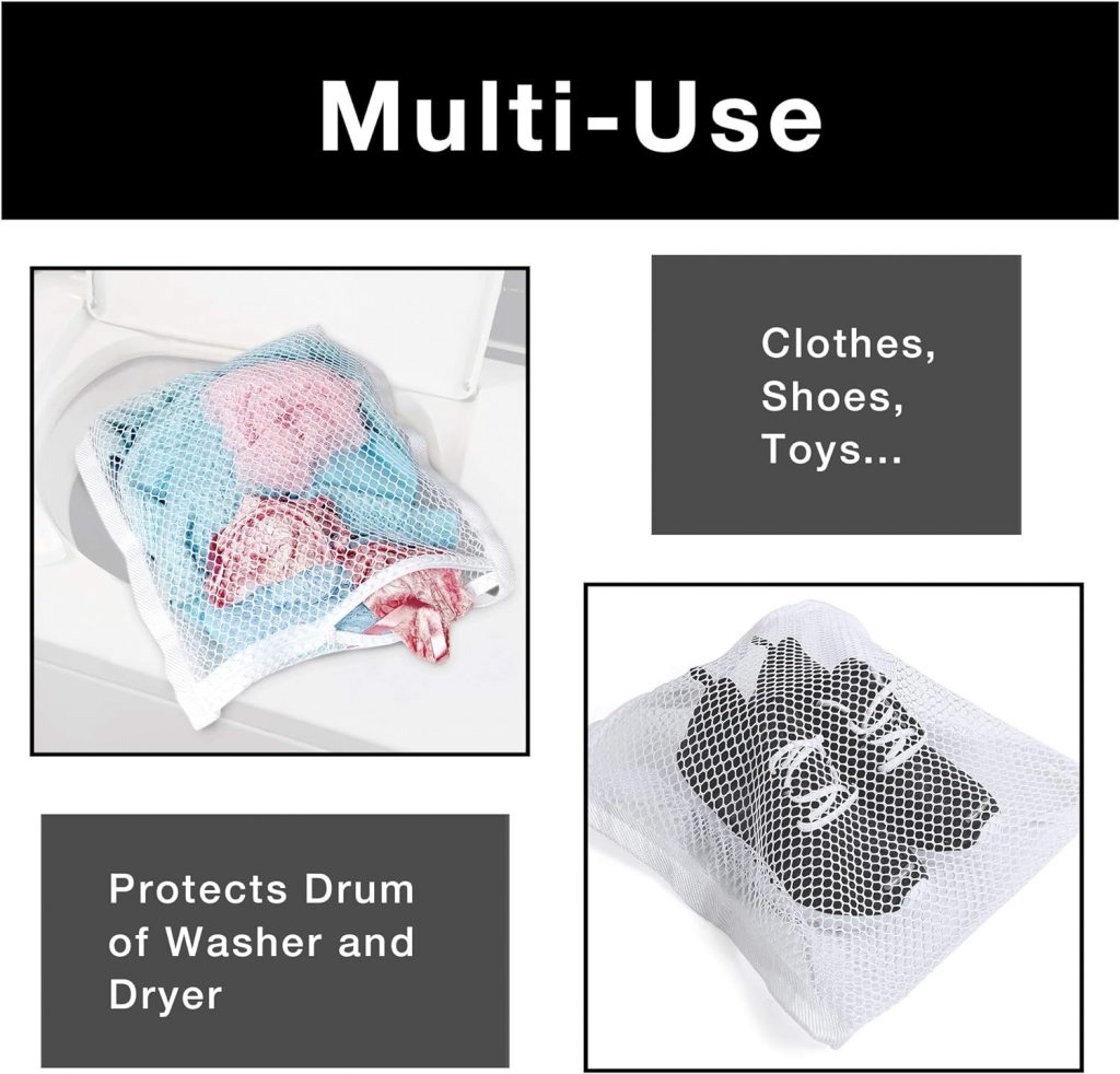 Smart Design Sneaker Dryer Wash Bag w/ Elastic Straps - Durable Fabric - for Shoes, Clothing, Laundry - Home Organization (15.5 x 15.5 Inch) [White]